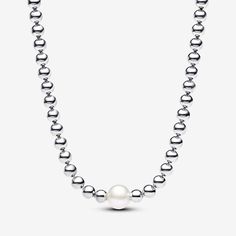 Pandora Pearl, Pandora Necklace, Necklace Brands, Pearl Set, Freshwater Cultured Pearls, Pandora Jewelry, Necklace Sizes, Jewellery Collection, Sterling Silver Charm