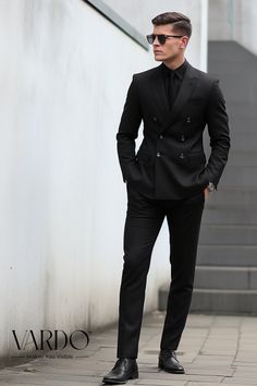 >>ORIGINAL ARTWORK AND CONTENT, PLEASE DO NOT COPY<< Black Double Breasted Tuxedo Wedding Suits for men - bespoke wedding suit - formal fashion suit- prom wear Discover the epitome of modern elegance with our Men's Black Double-Breasted Suit. Expertly tailored for a sharp and sophisticated look, this suit is a must-have for those seeking to make a lasting impression. Whether you're at a business event, special occasion, or simply stepping out in style, this is the suit that speaks volumes about your taste. Crafted with precision and attention to detail, its double-breasted design exudes authority and class. Be the best-dressed man in the room and make every moment count.  #TailoredPerfection #ModernElegance #DoubleBreastedStyle #BlackSuitMagic #MensFashionLeader #TimelessClassic Fabric  - Dark Black Suit Men, Prom Dress For Men, Men Black Suit Wedding, Men’s Black Suit Outfit, Black Suit For Men Formal, Wedding Suits Men Black Classy, Mans Suit Style, Suits For Men Wedding Guest, Elegant Black Suit Men