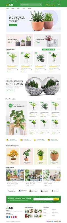 the website is designed to look like it has many different types of plants on it