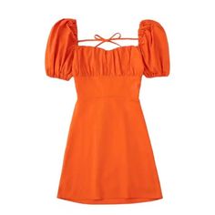 Nwt Orange Lace Up Back Linen Summer Dress With Lining, S/ 4us Babydoll Style Dress, Elegant Mini Dress, Linen Mini Dress, Puff Sleeve Dress, Vestidos Vintage, Puff Sleeve Dresses, Puffed Sleeves Dress, Mini Dresses Summer, Casual Summer Dresses