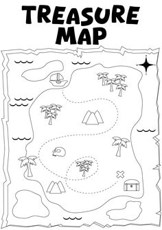 a black and white map with the words,'treasure map'written in it