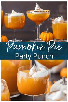 pumpkin pie party punch in glasses with whipped cream on top