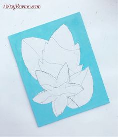 a drawing of a white flower on a blue background