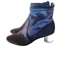 Nwot Katy Perry The Daina Sparkly Heeled Ankle Boot Party Boots With Ankle Strap Medium Width, Party Boots With Ankle Strap, Purple Pointed Toe Boots With Reinforced Heel, Chic Low Heel Party Booties, Chic Party Booties With Low Heel, Purple High Heel Boots Medium Width, Purple Ankle Boots With Reinforced Heel, Purple Ankle Heeled Boots For Fall, Fitted Booties With Block Heel For Party