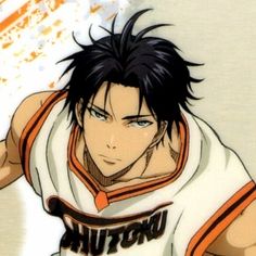 an anime character with black hair wearing a basketball uniform