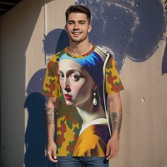 "Thank you for looking at this 100% COTTON all over print shirt !! Brand new exciting tees for the new year! This is a handmade tee shirt that is created for you. For more cool new designs https://www.etsy.com/shop/ConceptualSubculture?ref=seller-platform-mcnav§ion_id=36181799 The shirt is very high quality. The softness is incredible and its on the thicker side. ,The shirt is about 34\" long so its good for a tall person also. It wont shrink much if any. Pit to pit is running precisely one inch smaller than a standard tee. Its running like a designer shirt , so an XL is 23\" inch pit to pit , 2xl 24\" pit to pit, and so on. Sizing is for a man, but fine for woman who doesn't like fitted garments. If you want this motif on any other style item, lmk and we can make a listing for you Please Camouflage Graphic Print T-shirt For Streetwear, Camouflage Graphic Print Crew Neck T-shirt, Relaxed Fit Camouflage T-shirt With Graphic Print, Casual T-shirt With Exclusive Summer Print, Summer Crew Neck T-shirt With Exclusive Print, Exclusive Print Crew Neck T-shirt For Summer, Summer Exclusive Print Crew Neck T-shirt, Camouflage Cotton Top With Sublimation Print, Artistic Custom Print Short Sleeve T-shirt