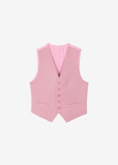 Color: Rose Lightweight traditional suiting fabric Fitted waistcoat Welt front pockets Adjustable back buckle Front button closure Lined 65% Tencel 25% Rayon 10% Wool Dry Clean By The Frankie Shop. Imported Product Measurements: XS- 12" Shoulder, 32" Bust, 19.5" Length S- 12.5" Shoulder, 34" Bust, 20" Length M- 13" Shoulder, 36" Bust, 20.5" Length L- 13.5" Shoulder, 38" Bust, 21" Length Model is 175cm/5'9" wearing size S Luxury Pink Single Breasted Outerwear, Luxury Pink Single-breasted Outerwear, Luxury Pink Outerwear With Notch Lapel, Luxury Pink Notch Lapel Outerwear, Chic Pink Business Outerwear, Elegant Pink Business Outerwear, Fitted Pink Outerwear For Business, Pink Fitted Business Outerwear, Pink Fitted Outerwear For Business