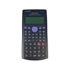 a black calculator on a white background