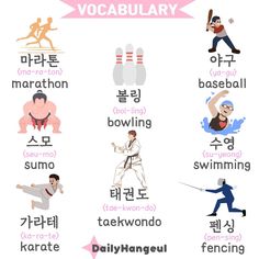 an english language poster with different types of sports and their names in the japanese language