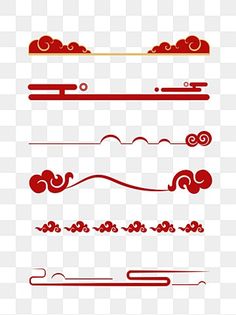 red and white chinese style elements on a transparent background