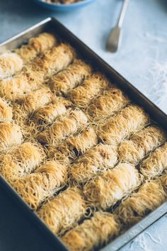 a pan filled with some kind of food