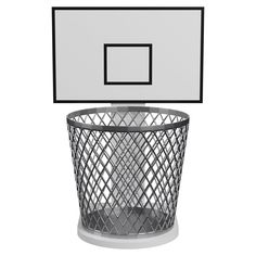 a basket with a basketball in it on a white background