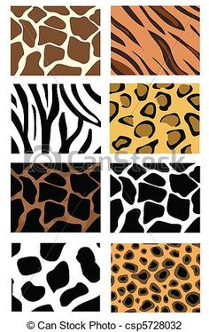 different animal print patterns on white background