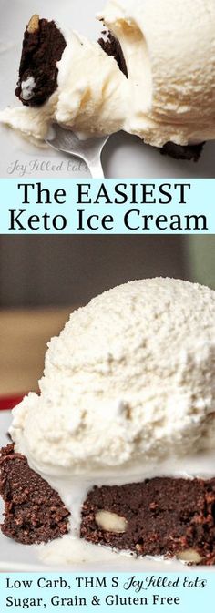 an ice cream sandwich on a plate with the words the easy keto ice cream