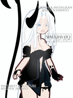 an anime character with long white hair and black dress