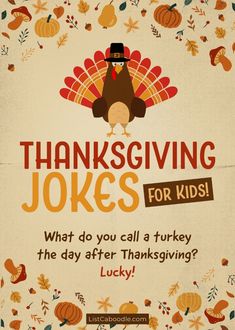 thanksgiving jokes for kids with turkey and pumpkins