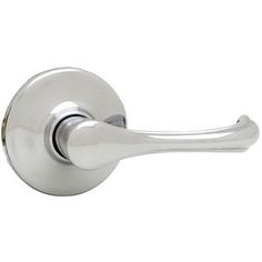 a chrome door handle on a white background