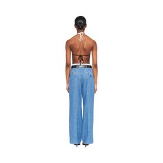 Washed denim Classic fit Low-rise waist Zipper fly Tonal top-stitching Angled front slash pocket Back welt pockets Pleats Embroidered logo Chic Fitted Miu Miu Bottoms, Chic Miu Miu Spring Bottoms, Casual Miu Miu Bottoms With Pockets, Miu Miu Fitted Casual Bottoms, Chic Miu Miu Bottoms For Spring, Casual Fitted Miu Miu Bottoms, Chic Spring Bottoms By Miu Miu, Miu Miu Spring Bottoms With Pockets, Summer Fitted Miu Miu Bottoms