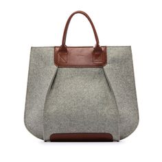 Frankie Tote Felt / Leather Modern Shoulder Bag With Leather Trim For Fall, Modern Leather Trim Shoulder Bag For Fall, Modern Bags With Leather Trim For Fall, Daily Use Wool Bags With Leather Handles, Daily Use Wool Bag With Leather Handles, Daily Wool Bag With Leather Handles, Everyday Fall Bags With Leather Trim, Modern Bucket Bag With Leather Trim For Shopping, Modern Leather Trim Bucket Bag For Shopping