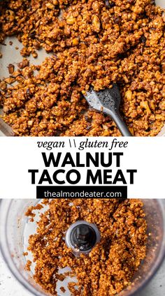 vegan and gluen free walnut taco meat in a food processor