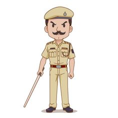 a cartoon character with a mustache and moustache on his face, holding a cane