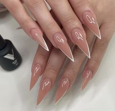 French Stiletto Nails, Tip Nail Designs, Pointed Nails, Stiletto Nails Designs, Work Nails