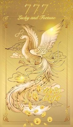 a golden card with an image of a bird on it