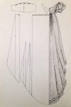 a drawing of a dress with long sleeves and an over - sized skirt on it