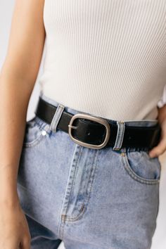 Genuine Leather Belt - Olive + Paix Concept Clothing, Black Leather Belt, Casual Jeans, Leather Belt, Chic Style, Blue Denim