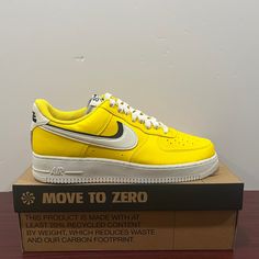 Brand - Nike Shoe Model - Air Force 1, ‘07 Lv8 Style Code - Do9786 700 Color - Yellow, White & Black Condition - Brand New (With Black Mark From Marker On Left Shoe) Gender - Unisex This Sneakers Has A Black Mark On Left Shoe (See Last 2 Pictures For Details) Sizes Available Men’s 11.5 = Women’s 13 Yellow Low-top Custom Sneakers For Streetwear, Yellow Low-top Basketball Shoes For Streetwear, Urban Yellow Sneakers For Light Sports, Yellow Urban Sneakers For Light Sports, Neon Yellow Sneakers With Boost Midsole For Streetwear, Neon Yellow Boost Sneakers For Streetwear, Yellow Custom Lace-up Sneakers With Air Cushioning, Yellow Urban Custom Sneakers For Streetwear, Urban Style Yellow Custom Sneakers For Streetwear