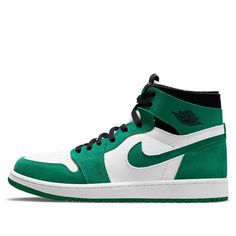 Air Jordan 1 Zoom Air CMFT "Stadium Green" uses the green suede on the upper and the “Nike” smoosh while the profiles and the shoebox features a white base with a low-key strip pattern. SKU: CT0978-300 Release Date: 2021 Color: Green/White/Black (AJ1/SNKR/Retro/Men's/Non-Slip/High Top/Basketball/Wear-resistant) Air Jordan 1 Zoom Comfort, Air Jordan 1 Zoom Cmft, Stewie Griffin, Green Trainers, Jordan Ones, Jordan Model, Mid Top Sneakers, Adidas Spezial, Lucky Green