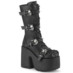 5 Inch Heel CAMEL-115 Black Pu Demonia Collection, Alternative Shoes, Single Sole Heels, Trad Goth, Demonia Shoes, Festival Shoes, Leather Knee Boots, Punk Boots, Awesome Shoes