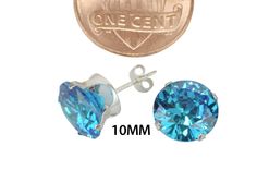 Sterling Silver Round Blue Topaz Cubic Zirconia Stud Earrings AAA Grade Round Blue Topaz Cubic Zirconia Stones Round Blue Topaz CZ Stones with Prong Setting Blue Topaz is the December Birthstone Earrings are Fastened with Secure Butterfly Pushbacks Available in sizes 2mm-10mm Size Recommendation: A millimeter mm is approximately the width of a credit card. (i.e. 2mm, 3mm, & 4mm are very small) Larger size CZ's have bolder colors, smaller size CZ's have much less color saturation (look more c Light Blue Round Cubic Zirconia Jewelry, Light Blue Cubic Zirconia Jewelry, Blue Round Crystal Earrings For Anniversary, Blue Round Crystal Earrings, Birthstone Earrings, Cz Stud Earrings, Birthstone Earring, December Birthstone, Fashion Jewelry Earrings