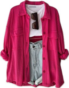 Pink Casual Winter Shirt, Turndown Collar, Shirt Sleeves, Long Sleeve Shirt, Patch Pocket, Sleeve Shirt, Long Sleeve Shirts, Plus Size, Collar