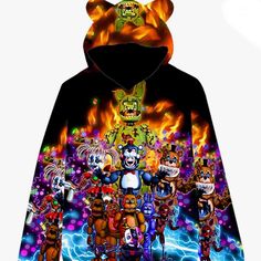 Excellent Quality Printed All Over Front And Back Playful Character Print Hoodie For Winter, Playful Winter Hoodie With Character Print, Playful Character Print Winter Hoodie, Multicolor Cartoon Print Hooded Hoodie, Fun Long Sleeve Hoodie With Cartoon Print, Fun Long-sleeve Hoodie With Cartoon Print, Fun Winter Hoodie, Playful Long Sleeve Hoodie With Character Print, Winter Fun Sweatshirt With Cartoon Print