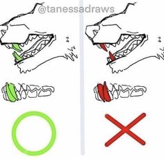 the instructions for how to draw an alligator's teeth with markers and pencils