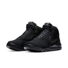 Nike Hoodland Suede 'Triple Black' Black/Black-Anthracite 654888-090 Cool Nike Shoes, Black Sports Shoes, Futuristic Shoes, Adidas Shoes Mens, Tactical Shoes, Black Nike Shoes, Best Shoes For Men, Nike Free Shoes, Mens Nike Shoes