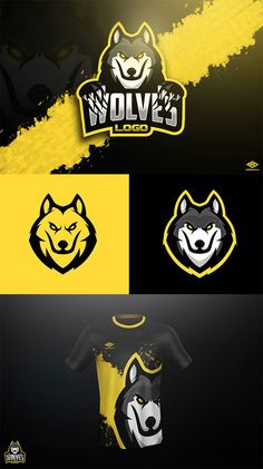 the wolf logo is shown in three different colors