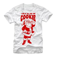 Santa Tee, Saint Nick, Sleeve Packaging, I Did It, Slim Fit Shorts, Christmas Tees, Funny Christmas, White T Shirt, Christmas Tshirts