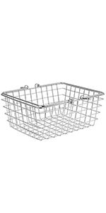 a large metal basket on a white background