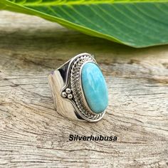 Welcome To silverhubusa.. Title:- Blue Larimar Ring 925 Sterling Silver Ring Larimar Gemstone Ring Handmade Silver Larimar Jewelry Halloween Jewelry Gift For Her PRODUCT DESCRIPTION:- Gemstone :  Natural Larimar Material : 925 Sterling Silver Ring Size: All Size Available **About Stone:-** Stone is Natural and every stone have different texture stone will be different what you have seen in picture.   **If You have Problem What to Do??** :- If you have any problem with the order or any inconvenie Handmade Turquoise Larimar Ring For Anniversary, Handmade Blue Turquoise Larimar Ring, Handmade Turquoise Larimar Rings, Earth Healing, Texture Stone, Jewelry Halloween, Larimar Ring, Vintage Silver Rings, Larimar Rings