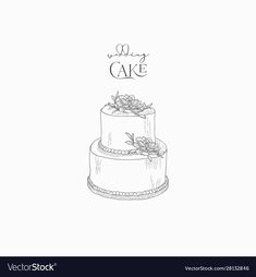 a cake with succulents on top and the word cake above it in black ink