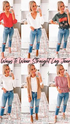 Jean Outfit Ideas, Pantalones Boyfriend, Straight Jeans Outfit, Boyfriend Jeans Outfit, Jeans Outfit Spring, Straight Leg Jeans Outfits, Spring Jeans, Jean Outfit, Straight A