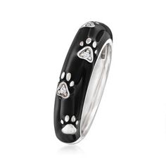 Belle Etoile "Paw Prints" Black Enamel Ring, Cubic Zirconia Accents. Size 9. Designed to enhance the lifestyle of the modern woman, the dazzling Belle Etoile selection of exquisite jewelry reflects the latest European fashion trends. Belle Etoile jewelry brings high-quality craftsmanship and beautiful designs to the reality show called 'life'. Perfect for animal lovers, the "Paw Prints" collection symbolizes how pets leave their paw prints on our hearts. This black enamel ring features sterling Paw Print Ring, Enamel Ring, Paw Prints, Exquisite Jewelry, Animal Lovers, Reality Show, Black Enamel, European Fashion, Modern Woman