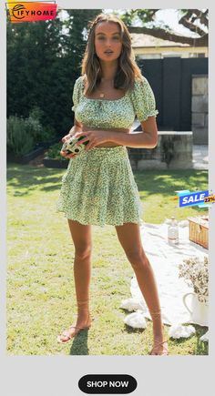 Green Dainty Floral Crop Top and Skirt Sets Crop Top And Skirt, Two Piece Jumpsuit, Mini Dress Formal, Cottagecore Dress, Trendy Fashion Outfits, Skirt Sets, Top And Skirt, Short Sleeve Cropped Top, Floral Crop Tops