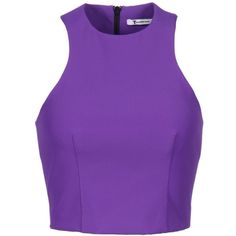 Crop Top Purple, Zip Crop Top, Round Collar Shirt, Alexander Wang Top, Crop Tops Shirts, Purple Tops, Zipper Shirt, Purple Crop Top, Womens Halter Tops