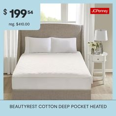 a bed with white sheets and pillows on it for $ 19 99 reg $ 10 00