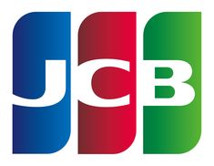 the jcb logo is shown in red, green, and blue with white letters