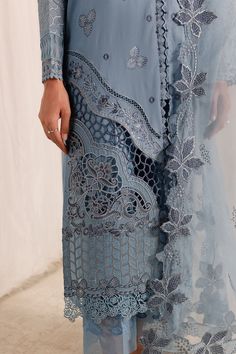 Product Description: Embroidered Lawn Shirt Paired With Embroidered Organza Duppatta And Dyed Cotton Trouser Shadi Dresses, Fancy Suit, Pakistani Fancy Dresses, Batik Fashion, Embroidered Organza, Lawn Shirts, Boutique Dress Designs, Shirt Embroidery, Embroidery Suits