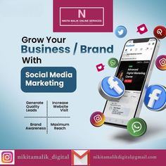 an ad for social media marketing with the caption'grow your business / brand with social media marketing '